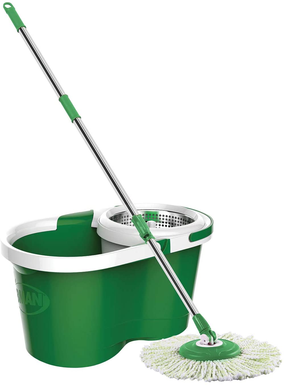 Libman Microfiber Mophead and Stainless Steel Compartment Spin Mop and Bucket
