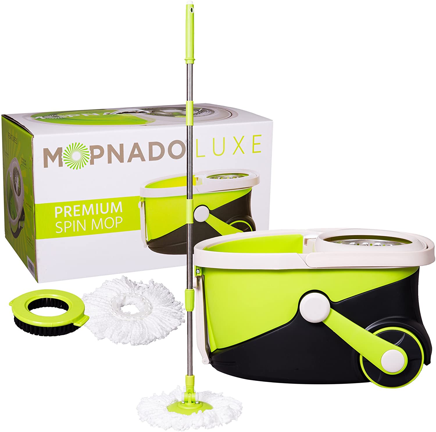 MOPNADO Deluxe Stainless Steel Rolling Spin Mop